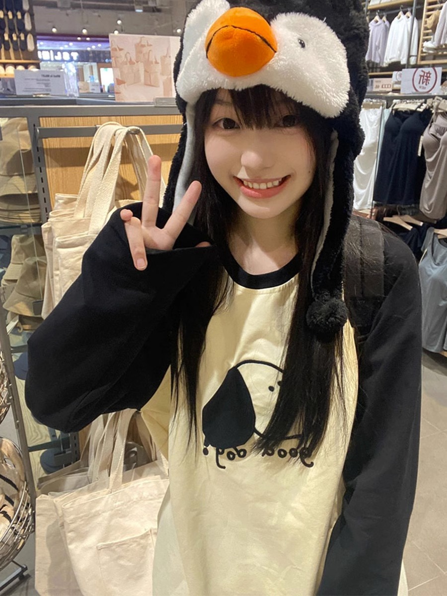 Already shipped Korean style sweet style printed design long-sleeved T-shirt for women spring and autumn versatile top for women