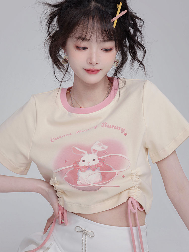 已出貨  韓系學院風甜美可愛顯瘦短款短袖t恤新款夏季上衣女