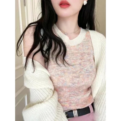 Soft and lazy knitted cardigan for women in spring, versatile design, short shawl sweater jacket for small people