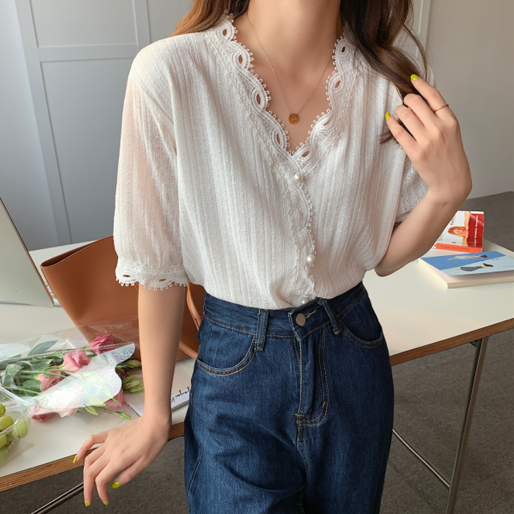 2024夏裝新款大碼女裝小眾設計感長袖V領胖妹妹襯衫M-4XL200斤