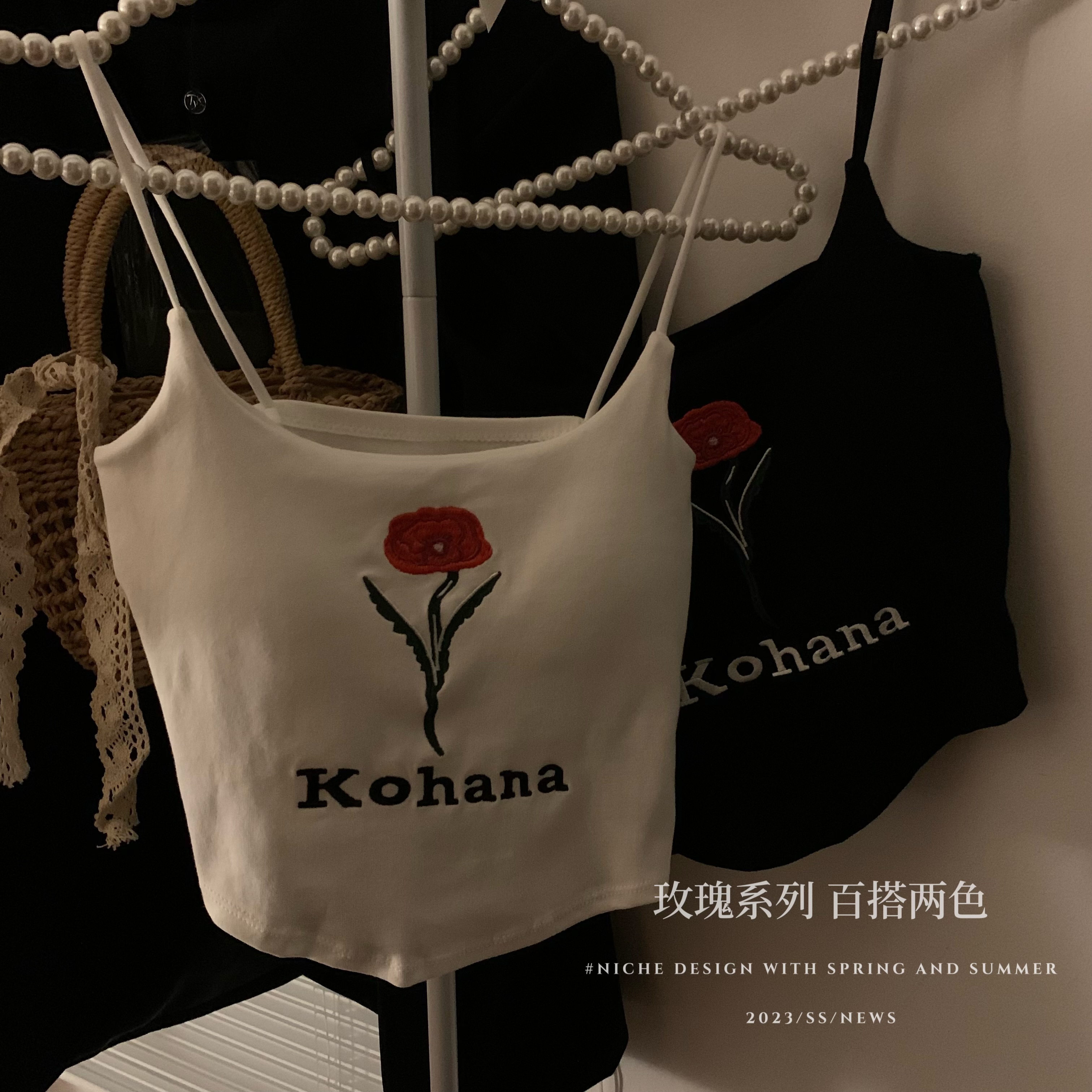 實拍 純欲帶胸墊性感刺繡小吊帶背心女內搭夏季甜辣外穿上衣