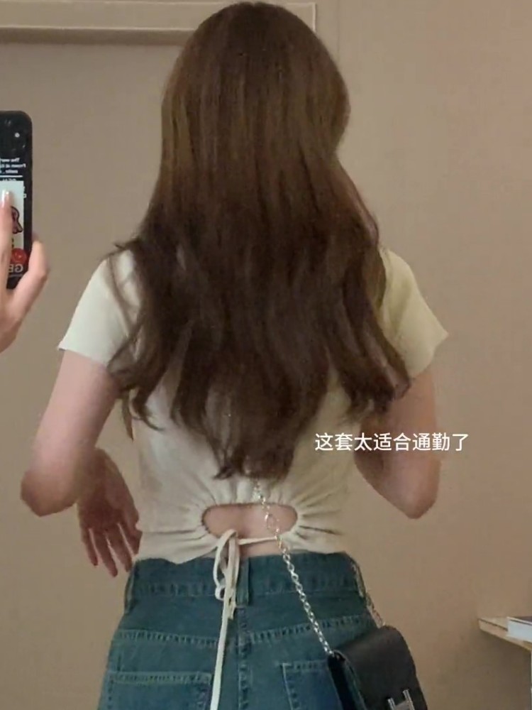 已出貨 短款正肩短袖t恤女夏辣妹修身顯瘦鏤空流行絕美小上衣