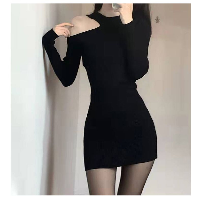 修身包臀裙露肩連衣裙2024新款緊身女裝歐美辣妹裙子女純欲風甜辣