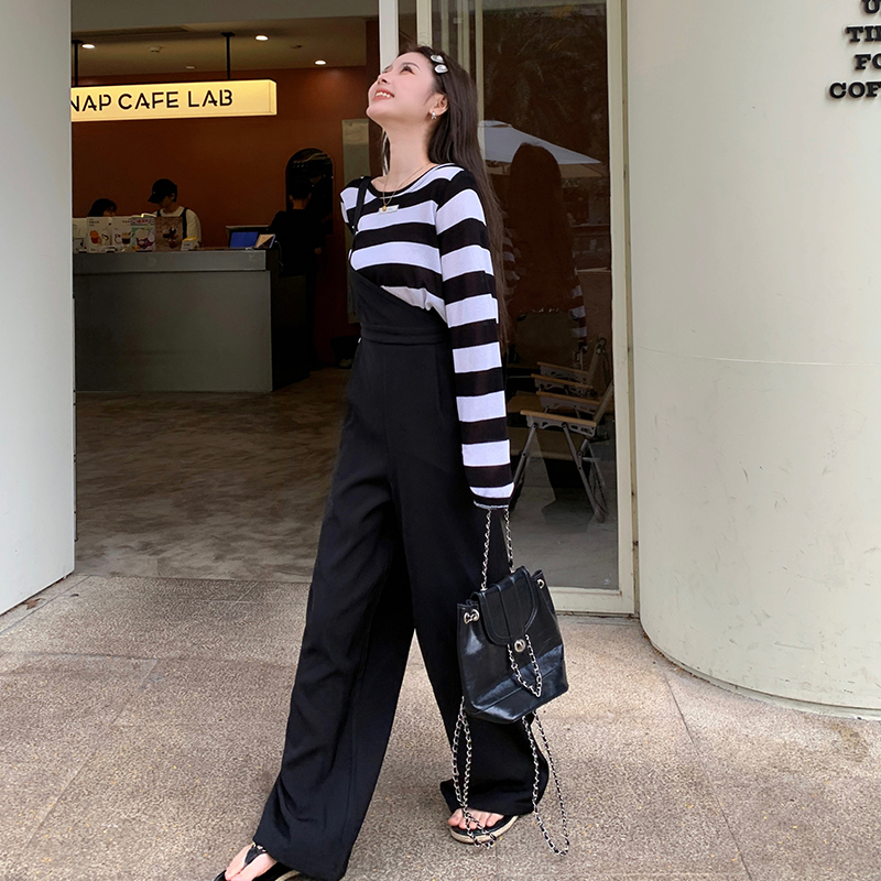 大碼女裝休閒簡約時尚兩件套大碼闊腿褲長褲