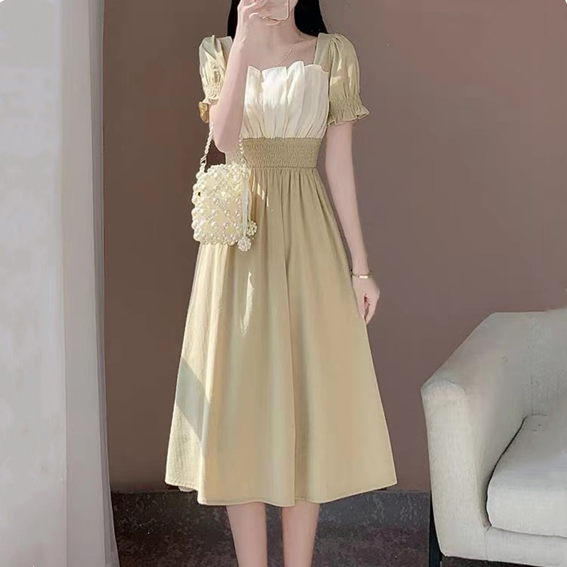 2024 new summer style gentle style dress for fat women, slimming knee-high chiffon long skirt