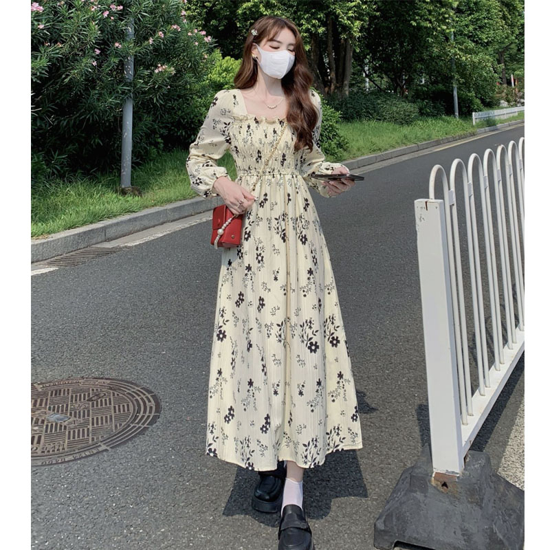 原版做工法式復古連衣裙女2024春款溫柔風收腰顯瘦氣質百搭裙