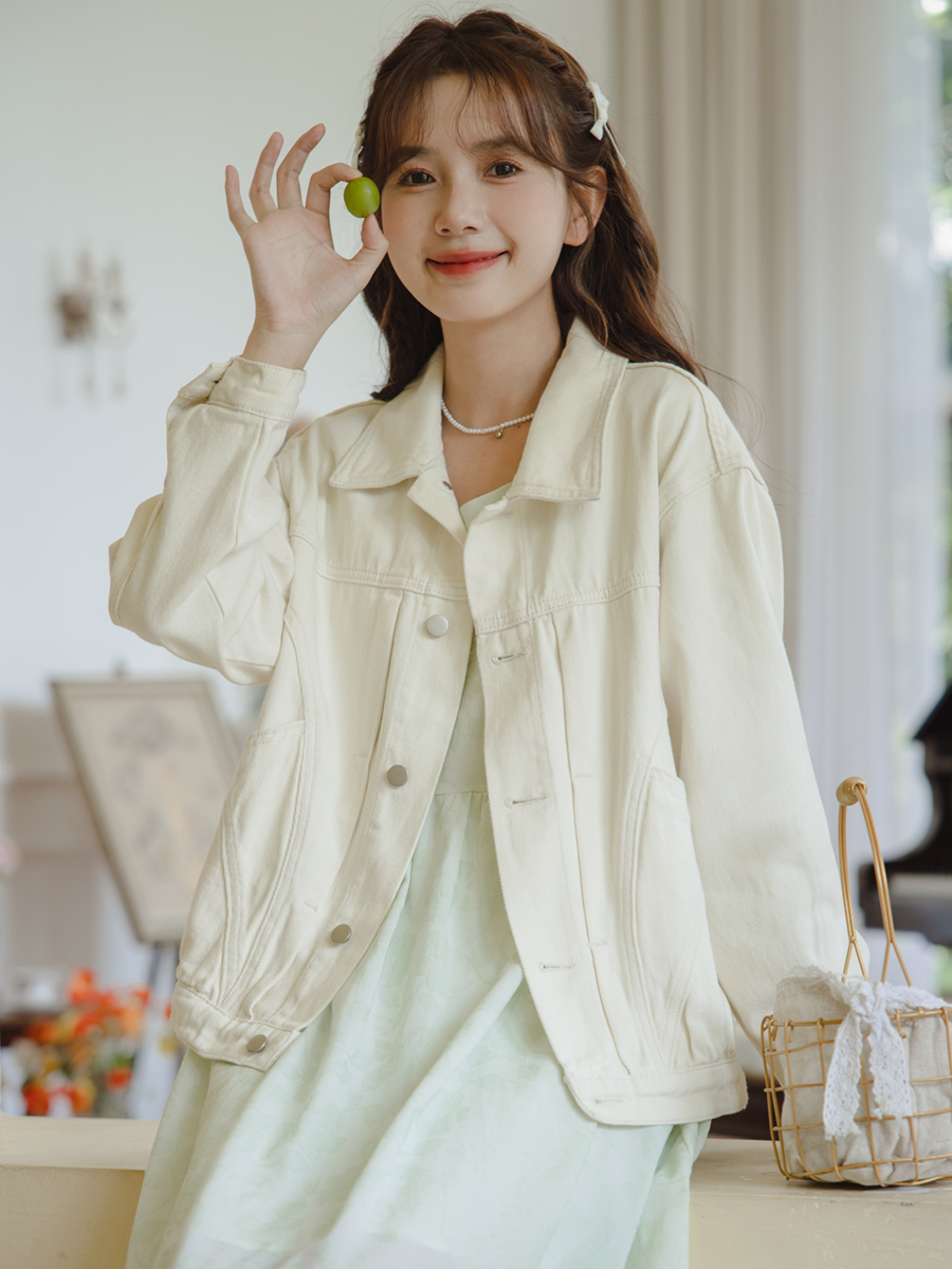 實拍2024春季新款大口袋牛仔外套女百搭廓形顯瘦牛仔衣港風上衣