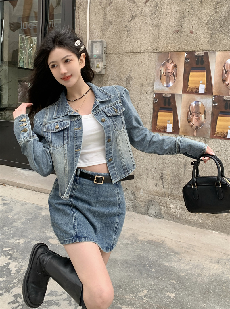實拍~牛仔外套女新款韓版時尚洋氣短款港味百搭長袖上衣夾克