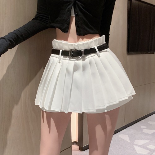 Internet celebrity high-waisted skirt for women in summer new style white short culottes hot girl pleated skirt versatile slimming a-line skirt