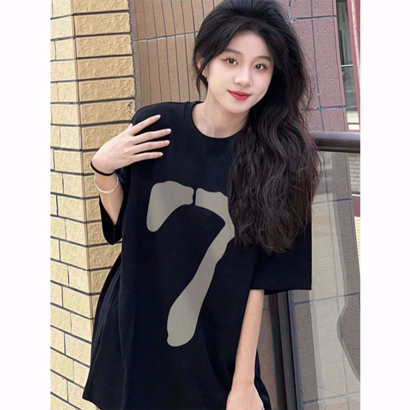 2024年春夏新款 220克/精梳純棉後包領有縫邊S-XXXL夏裝短袖T恤女