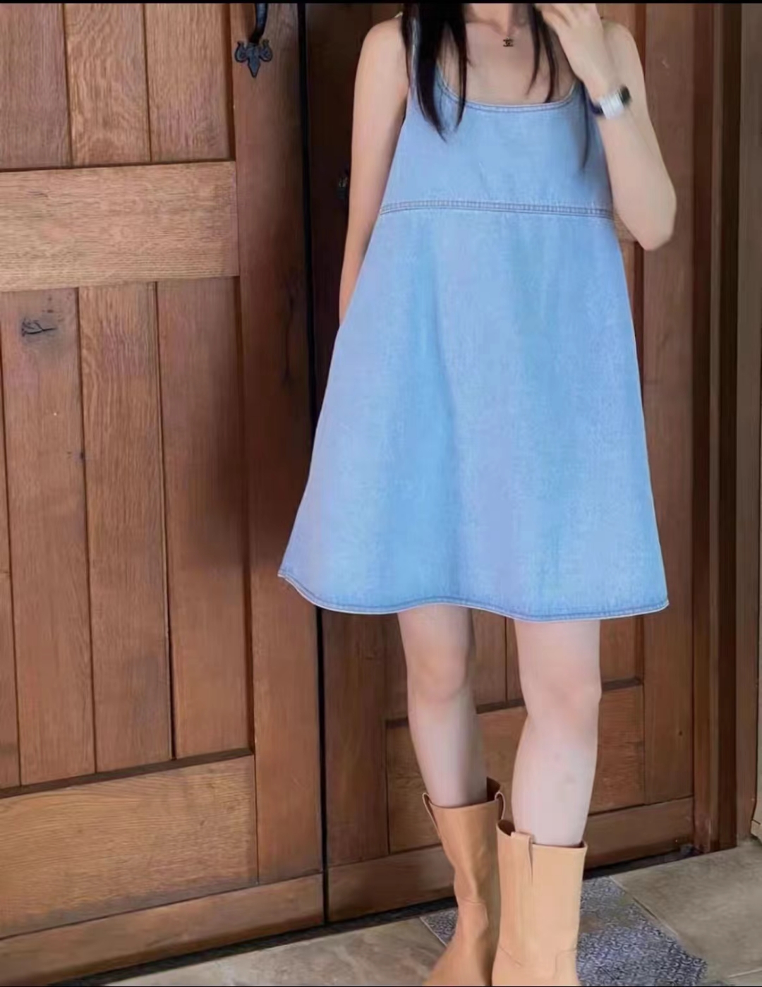 2024 spring new Korean style denim suspender dress