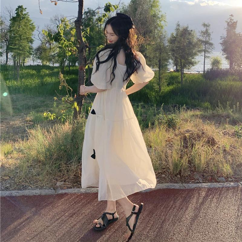 時尚超火法式溫柔風仙女連衣裙夏季新款初戀超仙甜美在逃公主裙