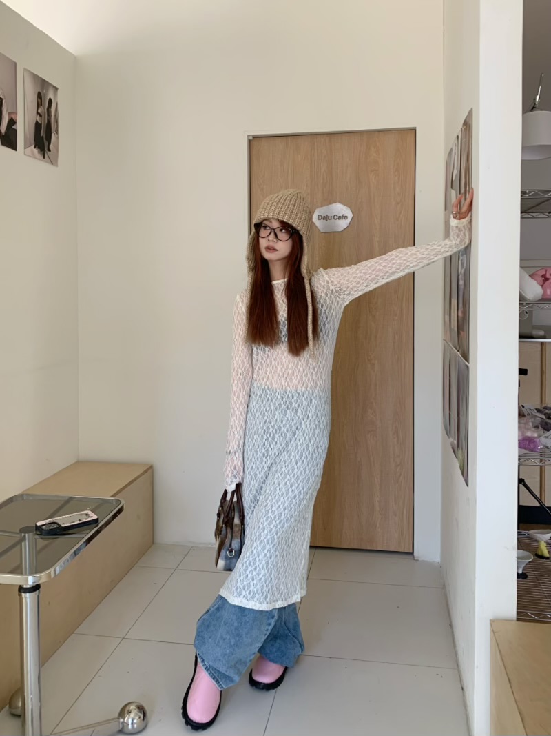 實拍小眾疊穿百搭超彈力蕾絲連衣裙