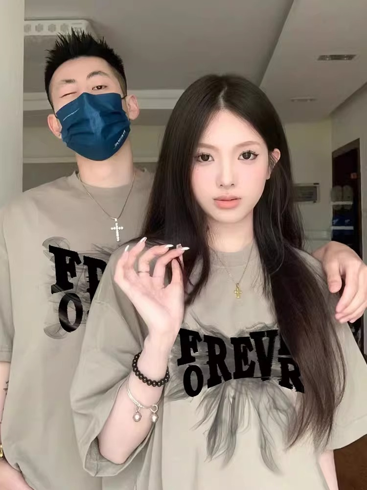 不一樣的情侶裝夏裝高級感小眾潮牌短袖t恤新款夏季純棉上衣