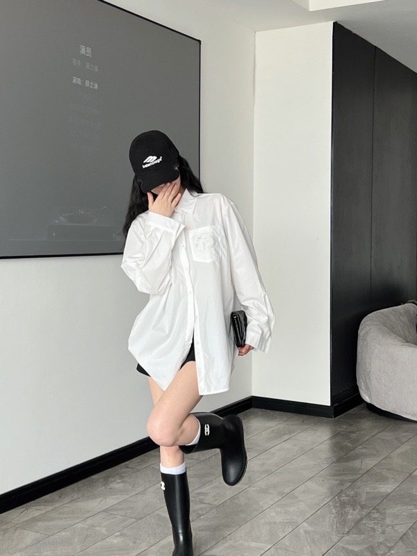 韓國學院風襯衫女2024春裝新款百搭寬鬆慵懶百搭休閒小眾襯衣