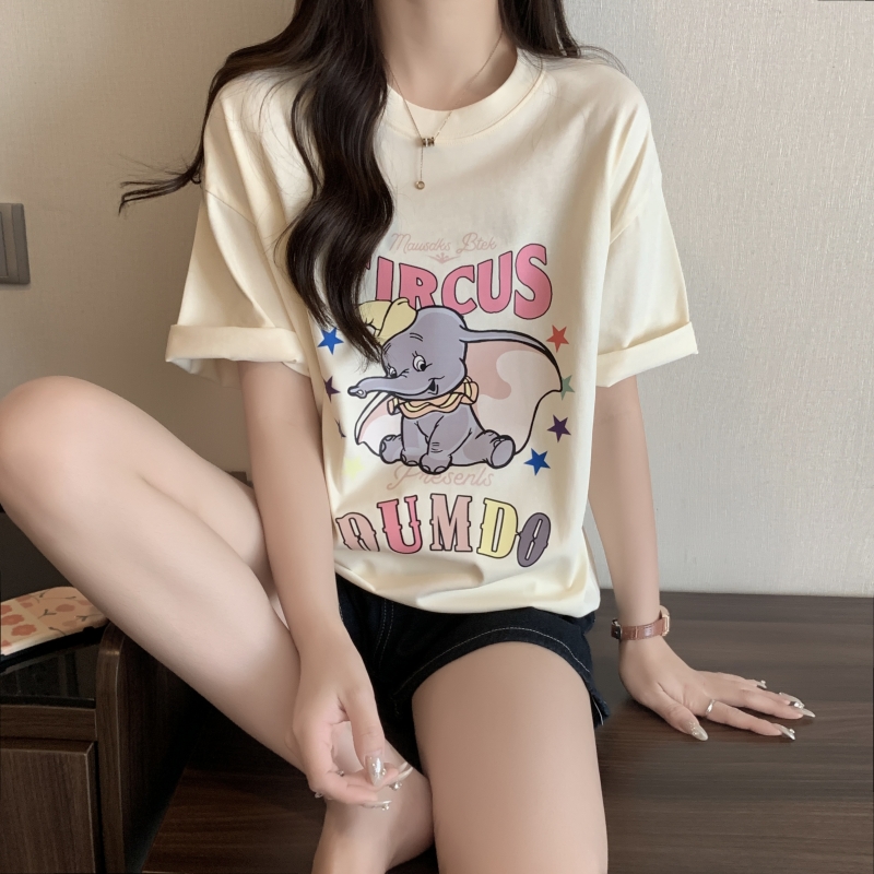 實拍 100%棉 精梳純棉 夏裝短袖T恤女寬鬆韓版