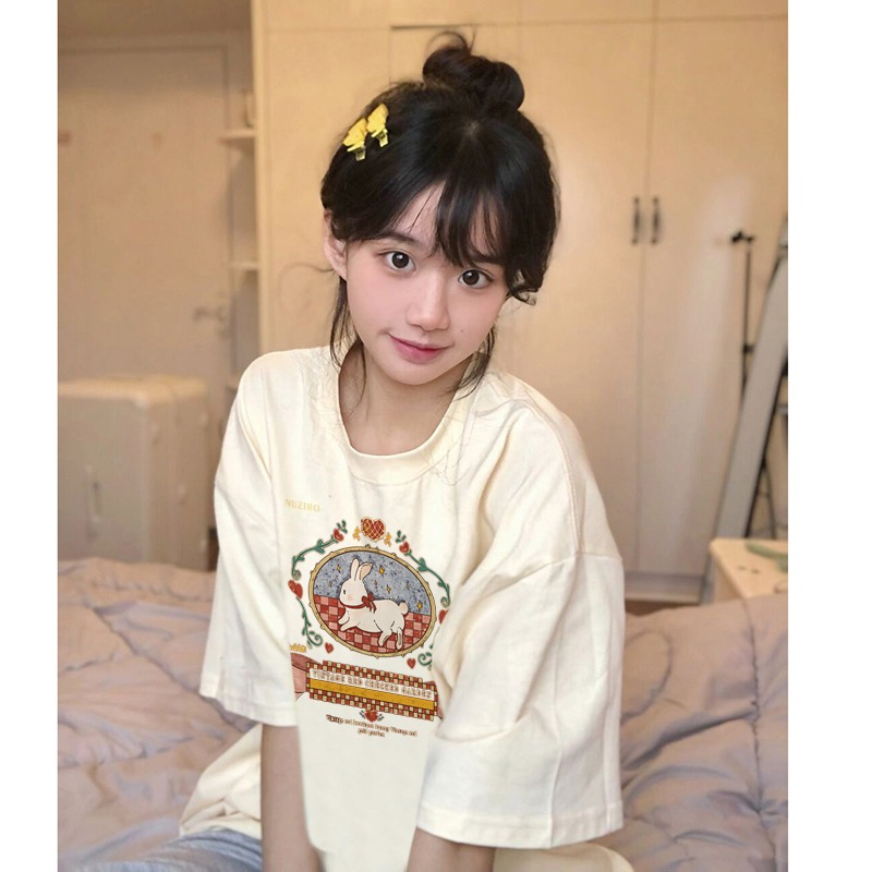 2024年春夏新款220克/精梳純棉後包領有縫邊S-XXXL夏裝短袖T恤女