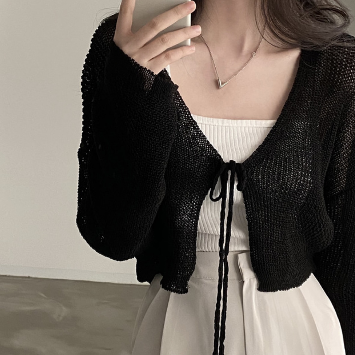 Real shot plus size fat mm spring and autumn solid color thin ice silk sweater jacket long-sleeved summer versatile knitted sun protection cardigan