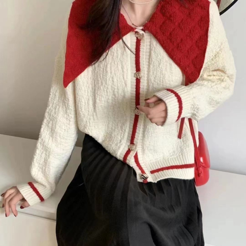 Early spring clothing Internet celebrity salt style knitted cardigan for women in autumn and winter small red sweater jacket trendy outer wear