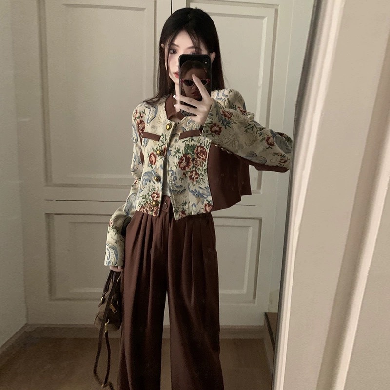 酷颯風女裝高級感春季新款女裝套裝西裝外套闊腿褲今年流行兩件套