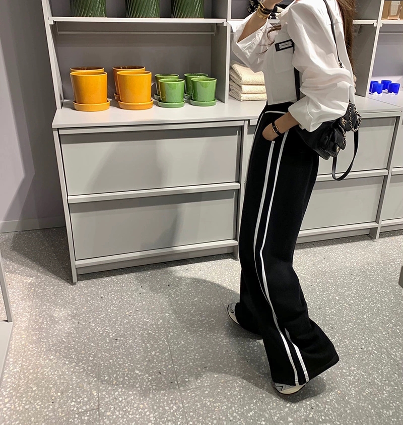 Original high-waisted casual pants with drawstrings and floor-length straight sweatpants