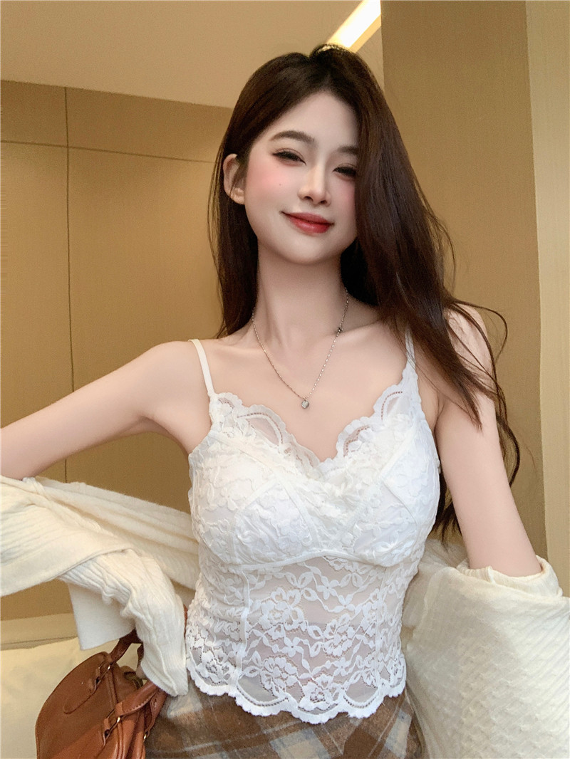 實拍~夏季新款蕾絲吊帶背心外穿甜美百搭內搭無袖打底衣