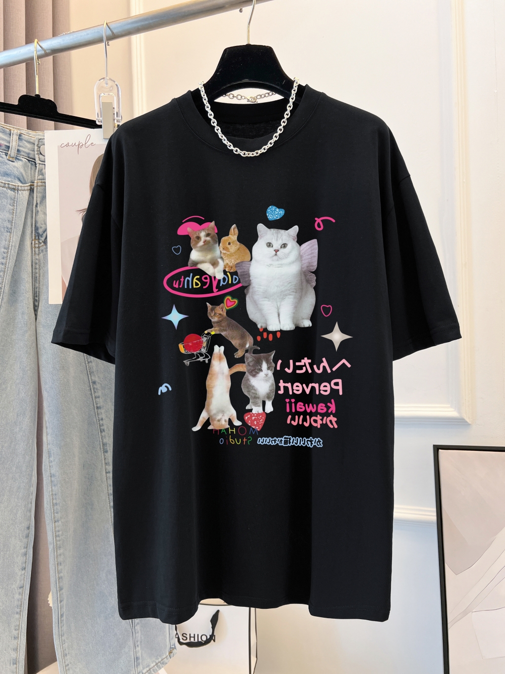 實拍 100%棉精梳純棉 印花夏裝短袖T恤女寬鬆韓版
