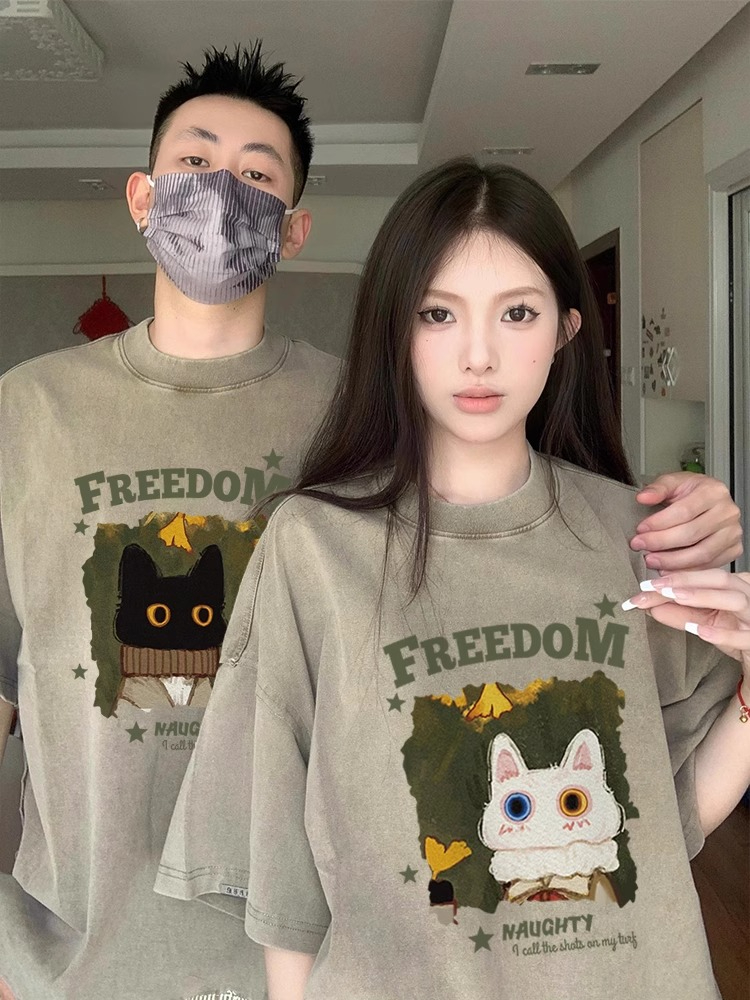 roora情侶裝短袖夏季2024新款特別的高級感不一樣小眾潮牌超火T恤