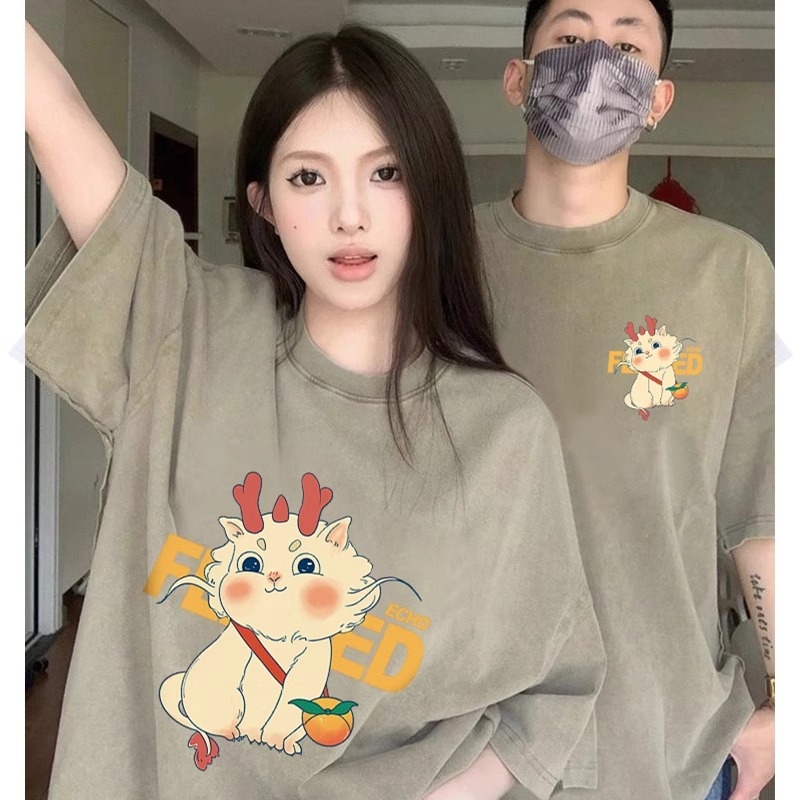 Different and special Internet celebrity couple's summer wear 2024 new high-end niche disoo short-sleeved T-shirt for women