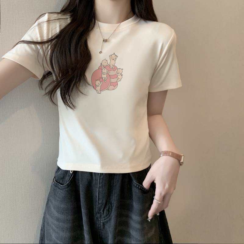 實拍  40支210克92%棉 8%氨綸 正肩短袖T恤女純棉