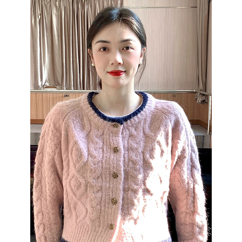 法式溫柔麻花毛衣軟糯慵懶風溫柔針織開衫女秋百搭設計感長袖上衣