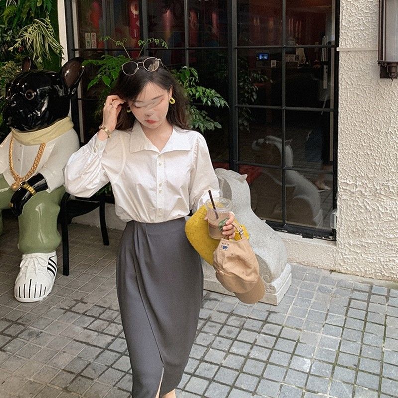 2024新款法式別致上衣女設計感小眾韓版襯衣復古修身顯瘦襯衫