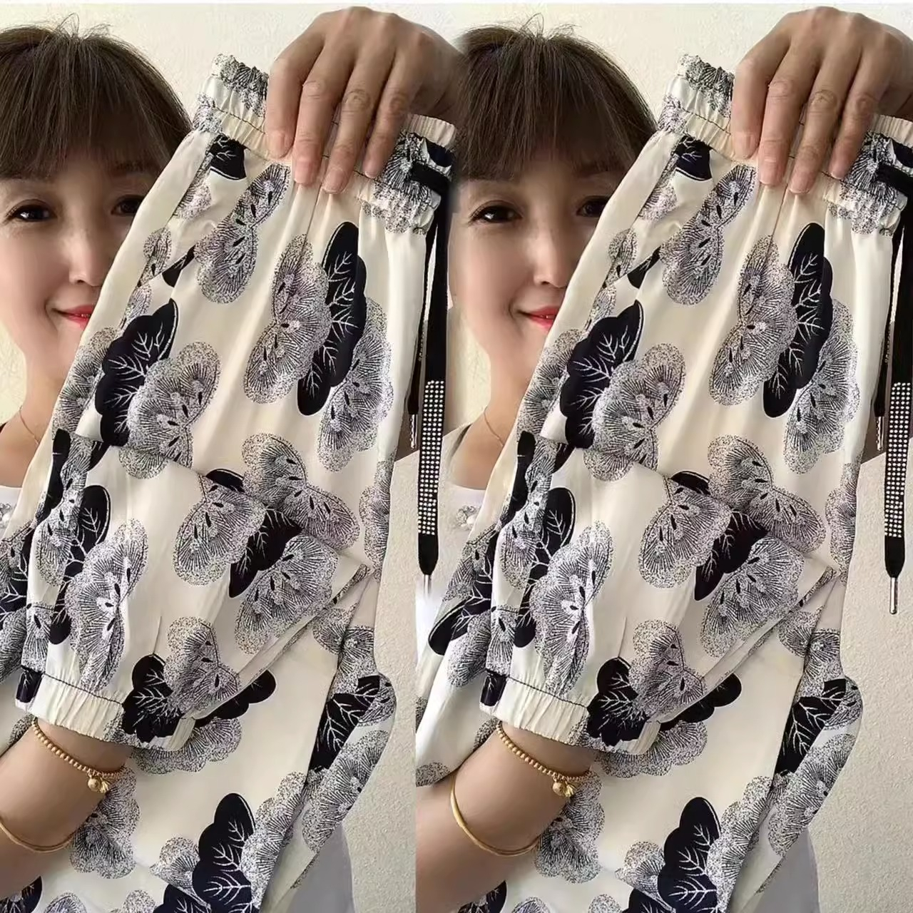 歐貨褲子女夏季薄款休閒褲醋酸冰絲褲遮肉顯瘦燈籠褲百搭九分褲女