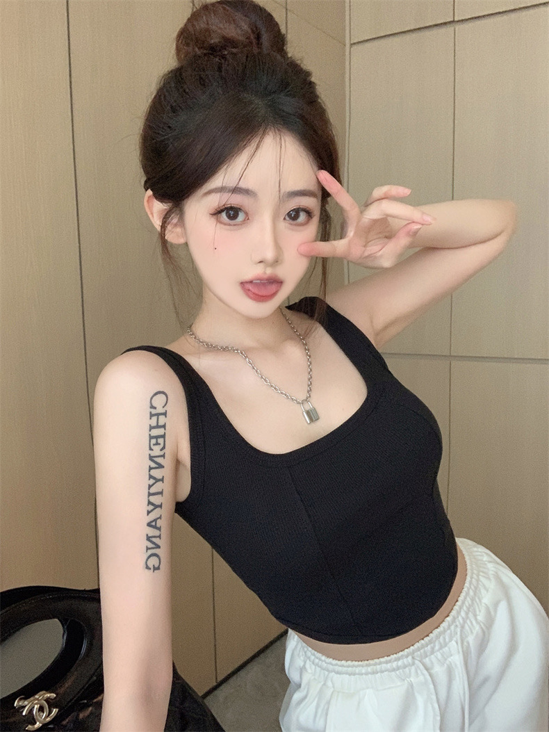 羅紋帶胸墊 美背背心女百搭打底背心女內衣
