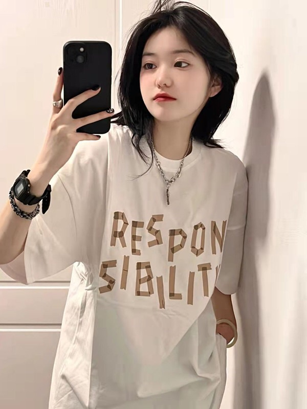 國潮牌高街hiphop短袖t恤女夏季寬鬆2024年新款半袖ins潮上衣