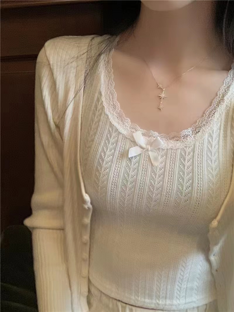2024人棉提花女裝帶胸墊美背上衣性感修身蝴蝶結小心思吊帶背心