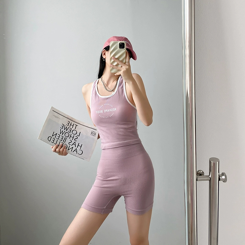 美式字母印花女裝運動套裝修身顯瘦美背內褲時尚百搭內搭外穿上衣