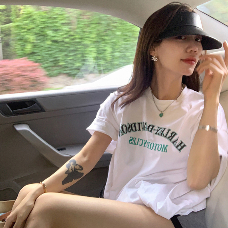 220克落肩寬鬆版型精梳純棉後包邊短袖T恤印花款
