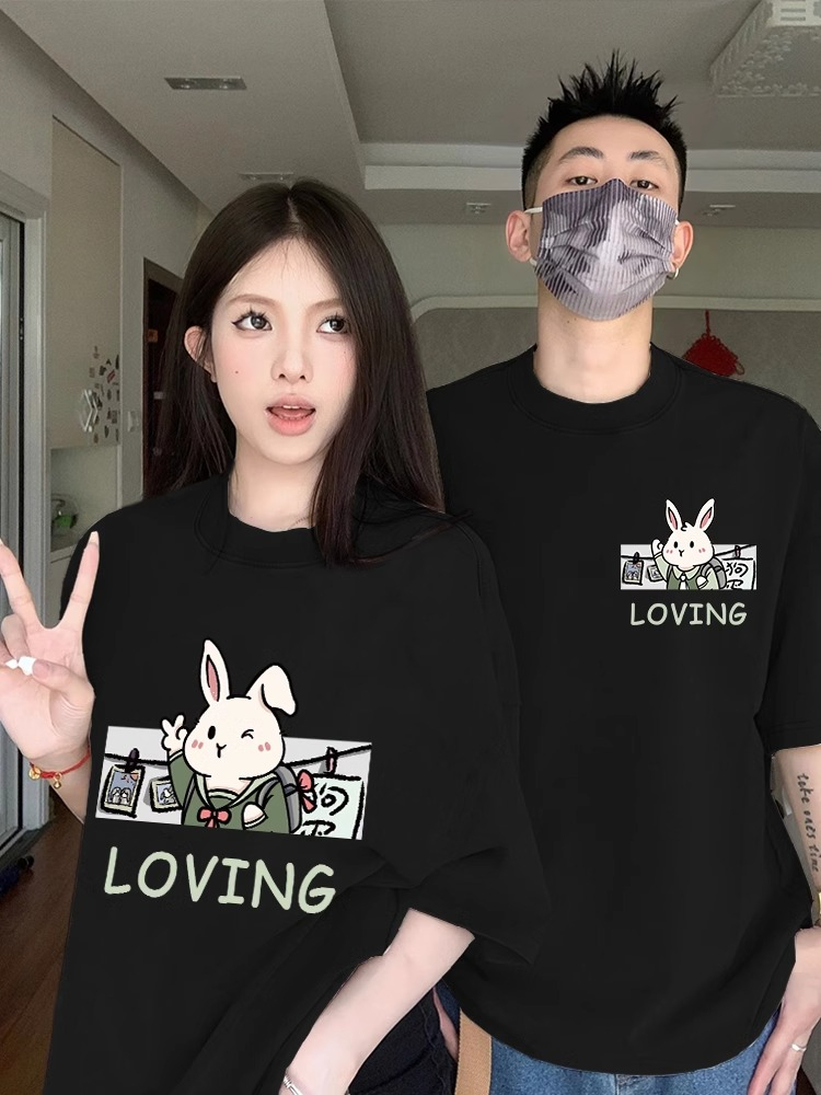 不一樣情侶裝短袖夏裝2024新款潮牌衣服小眾高級感T恤套裝男夏季