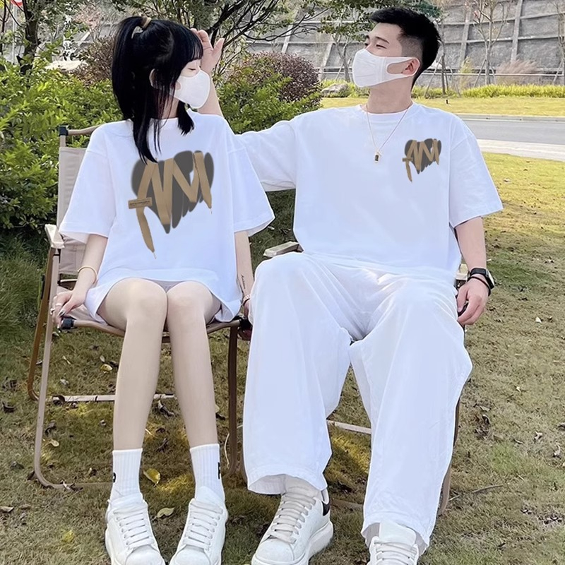 High-end niche Internet celebrity couple's summer wear, pure cotton, different and special 2024 new disoo short-sleeved T-shirt