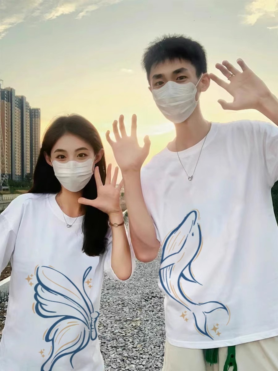 Couple's summer clothes are different and special, high-end niche internet celebrity pure cotton 2024 new disoo short-sleeved T-shirt