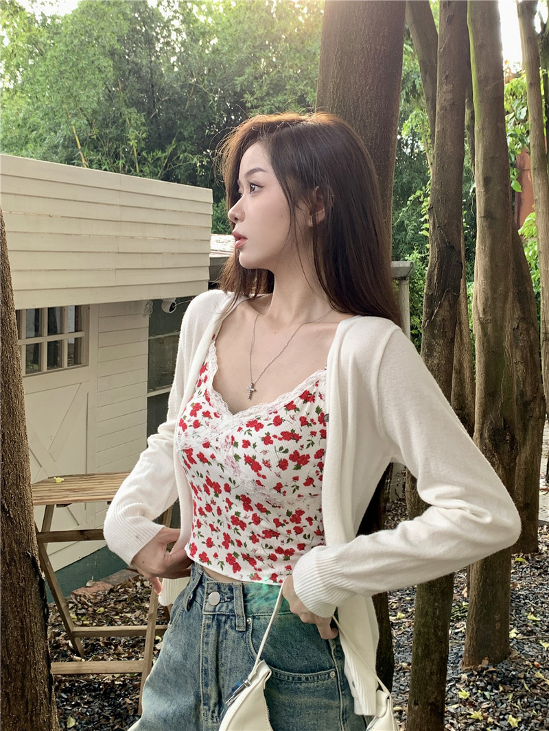 實拍~~早春氛圍感吊帶開衫兩件套女小個子慵懶顯瘦套裝