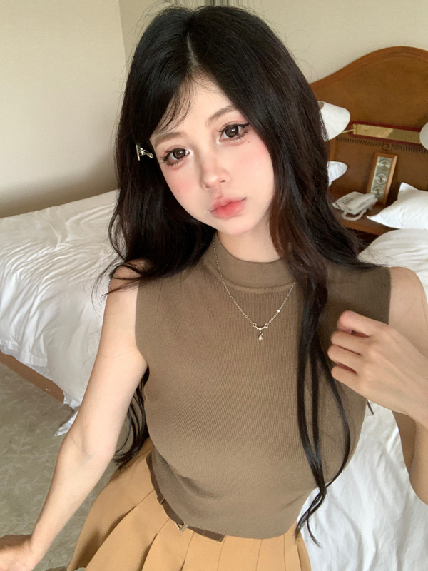 實拍 春季冰感甜辣簡約百搭無袖內搭外穿針織衫