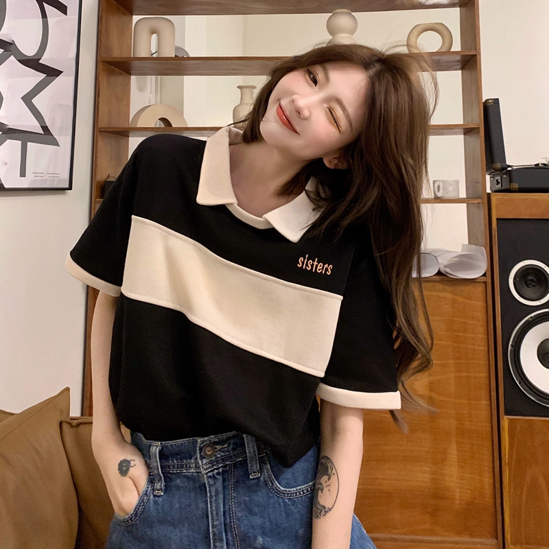 Real shot #POLO collar short short-sleeved T-shirt for women spring 2024 new T-shirt top POLO shirt