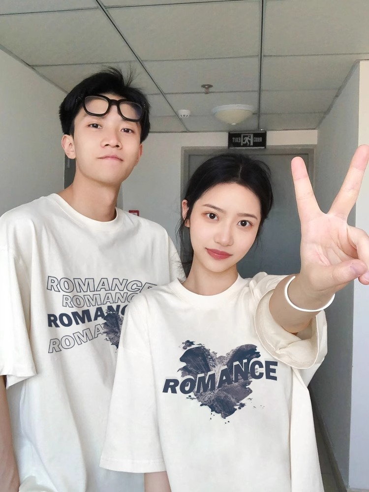 roora couple summer t-shirt short sleeve 2024 new trend different internet celebrity ins super hot simple top