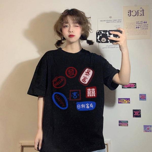 短袖T恤女韓版寬鬆慵懶原宿上衣chic港味