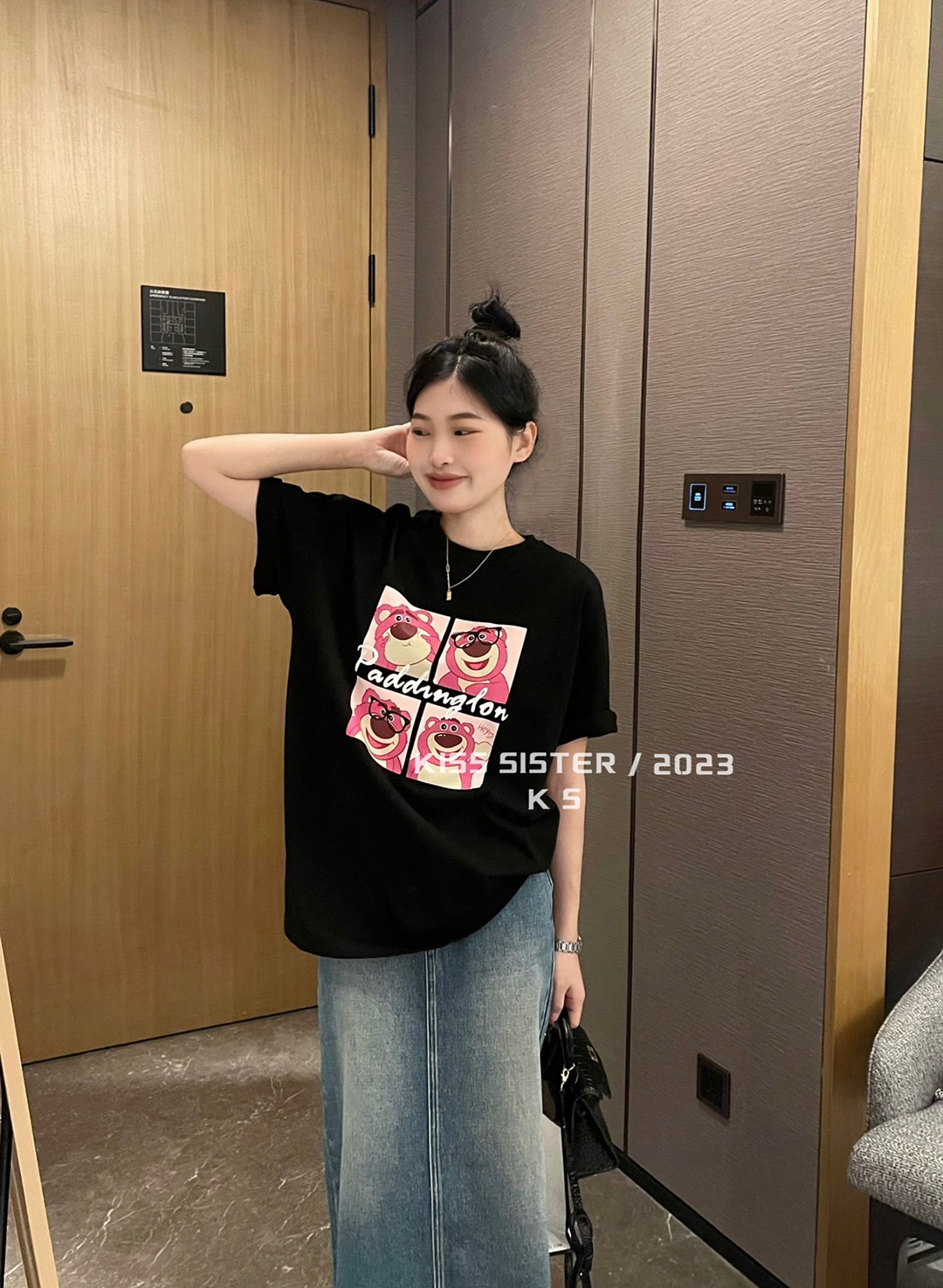 韓版童趣風草莓熊印花短袖T恤女寬鬆慵懶減齡學生上衣ins潮