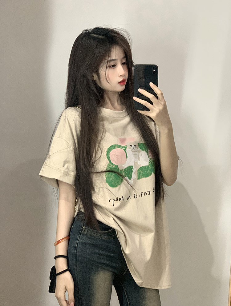 原創~實拍~印花純棉短袖T恤女印花半袖上衣