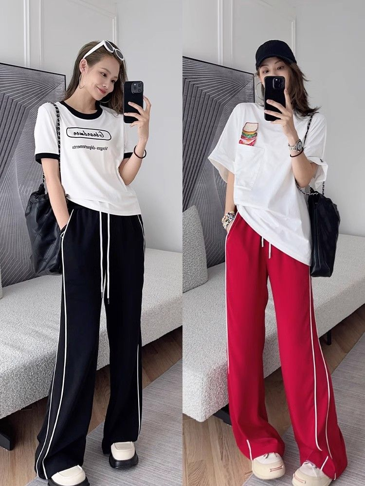，美洋MEIYANG創造營休閒褲 條紋校服直筒褲