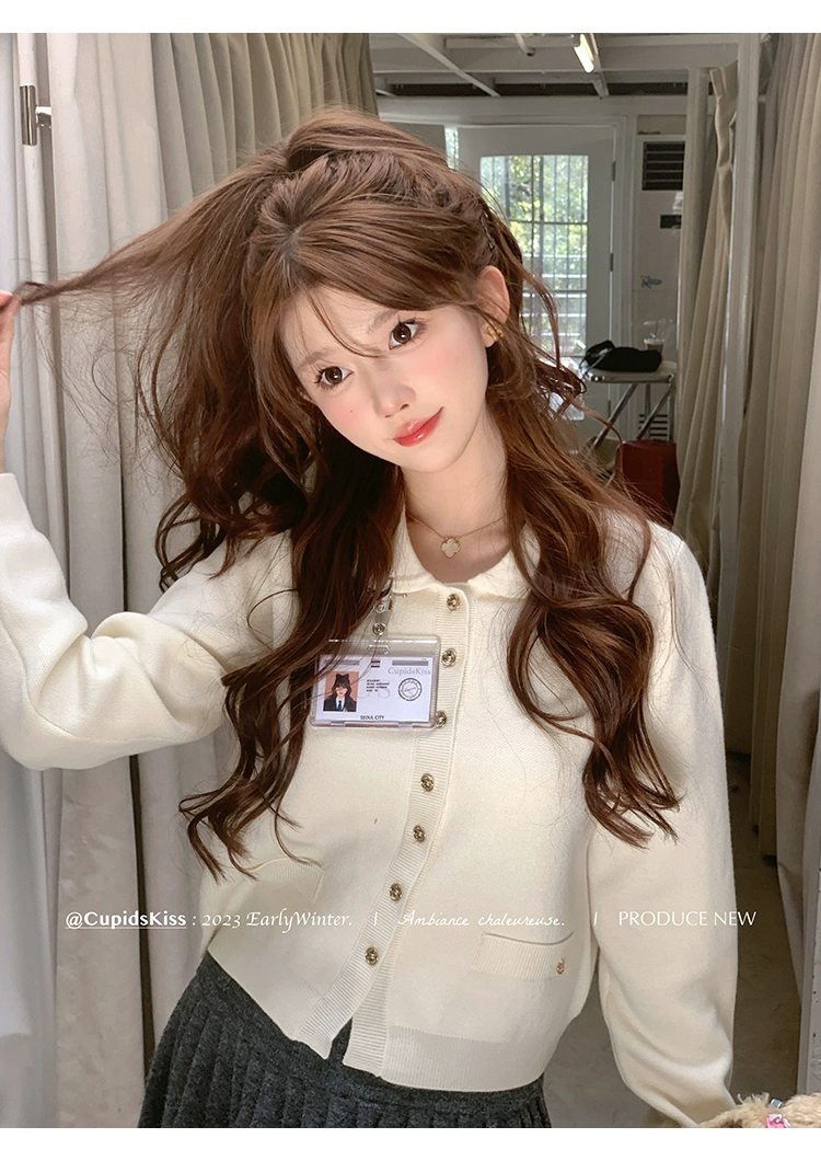 csk丘比特巴黎雨甜美別致針織衫秋冬新款高級感復古短款開衫外套
